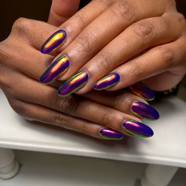 Purple chrome nails